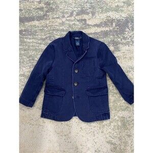 VTG Polo Ralph Lauren Boy's Size 5 Blazer Navy Blue Jacket 100% Cotton